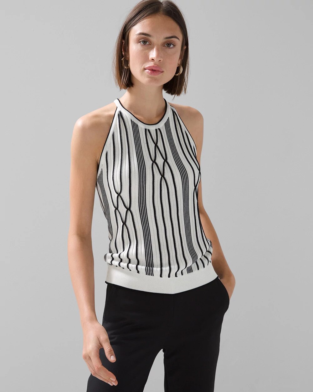 black and white striped halter top