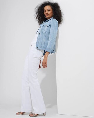 Outlet WHBM Puff-Shoulder Denim Jacket