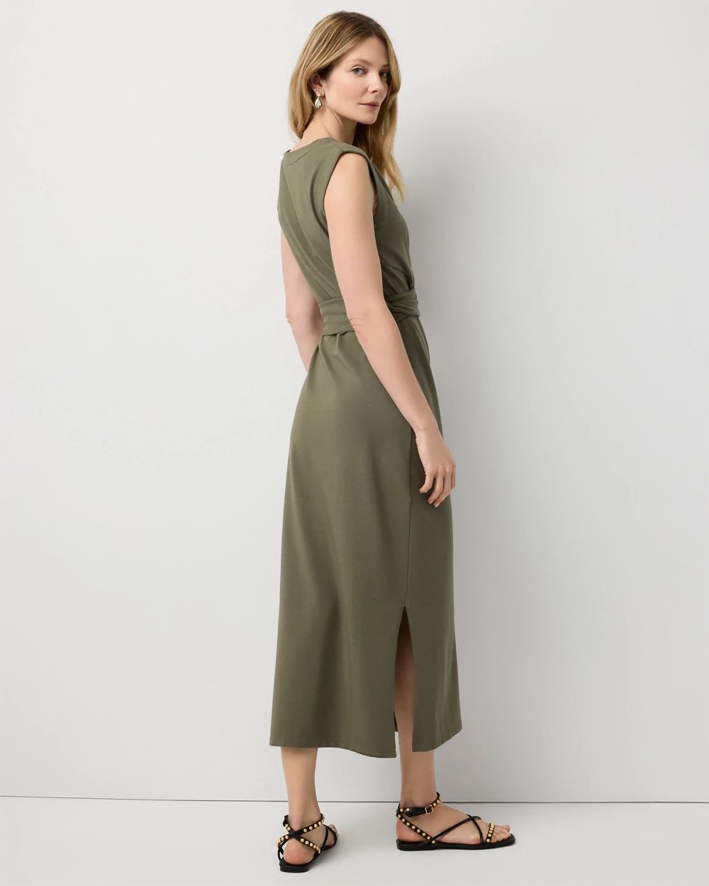 Ponte Tie-Waist Midi Dress click to view larger image.