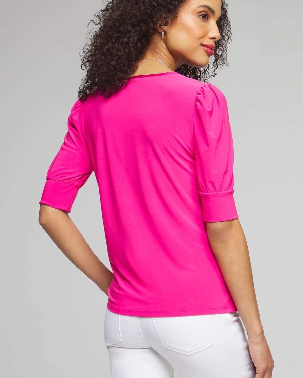 Outlet WHBM Puff Shoulder Henley Tee