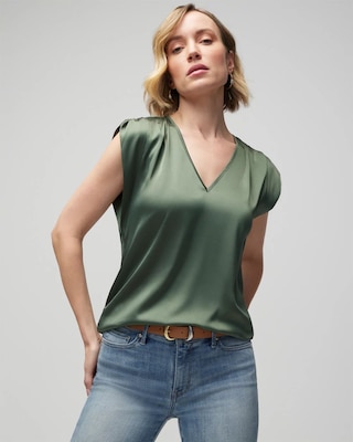 Petite Ruched Shoulder Shell Top
