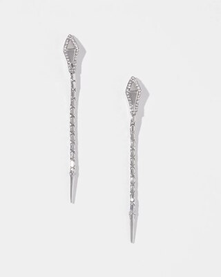 Linear Silvertone Snake Earrings