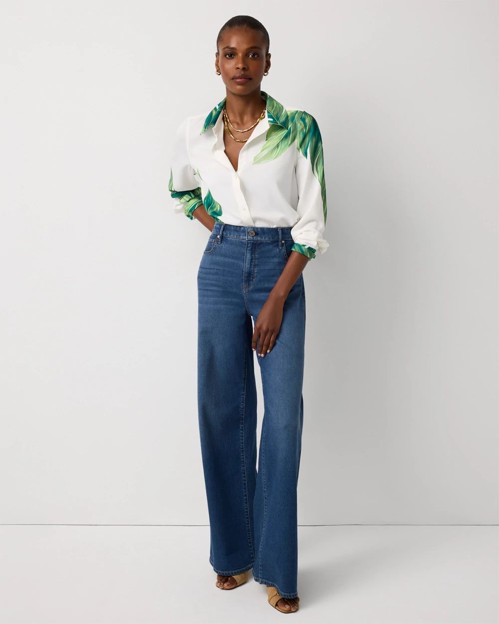 Satin Twill Button Front Shirt