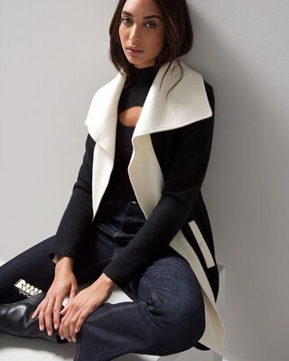 Black and Ecru Wool Coat