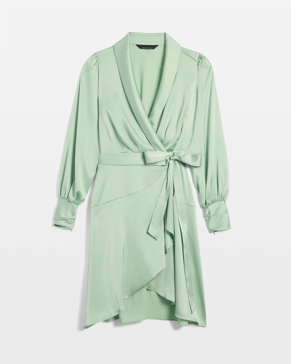 Long Sleeve Satin Wrap Mini Dress