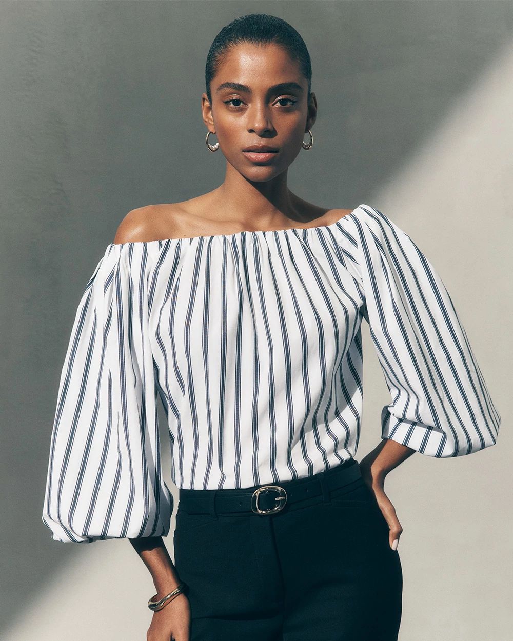 Off-the-Shoulder Drama Sleeve Blouse
