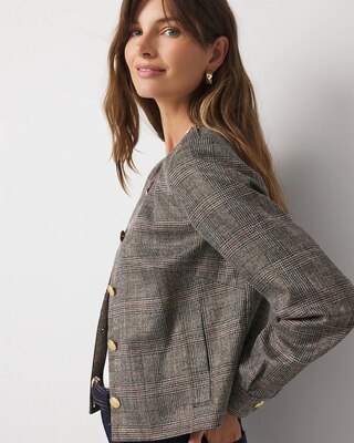 Metallic Plaid Cropped Jacket click to view larger image.