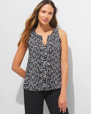 Outlet WHBM Pleated Split-Neck Shell