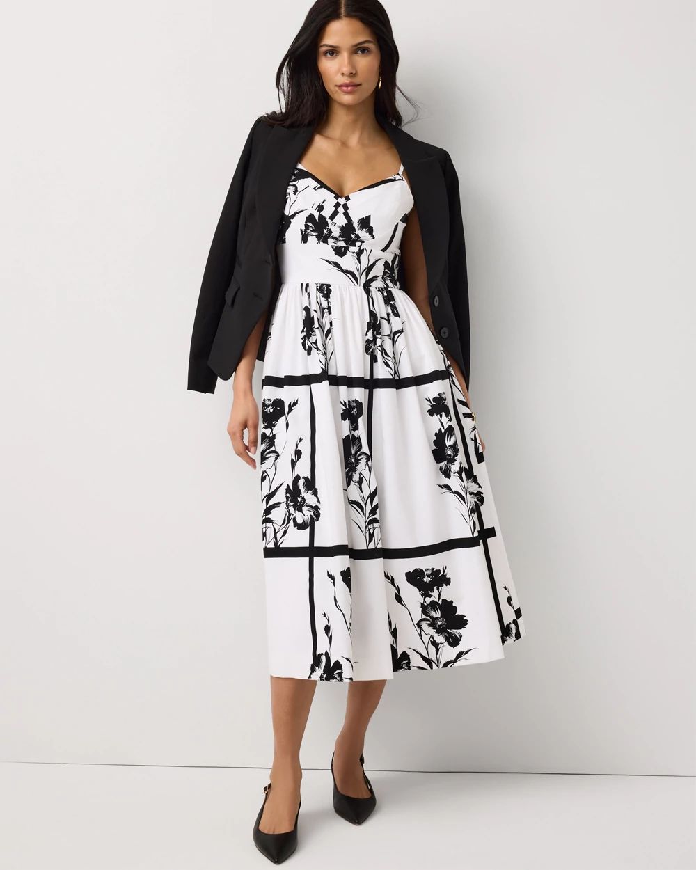 Pleated V-neck Midi Dress