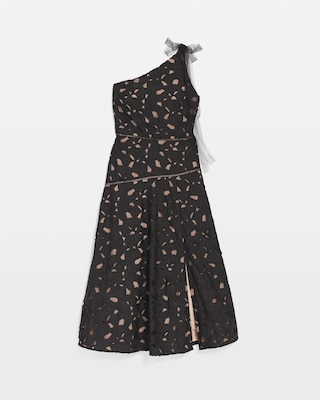 One-Shoulder Lace Midi Dress click to view larger image.
