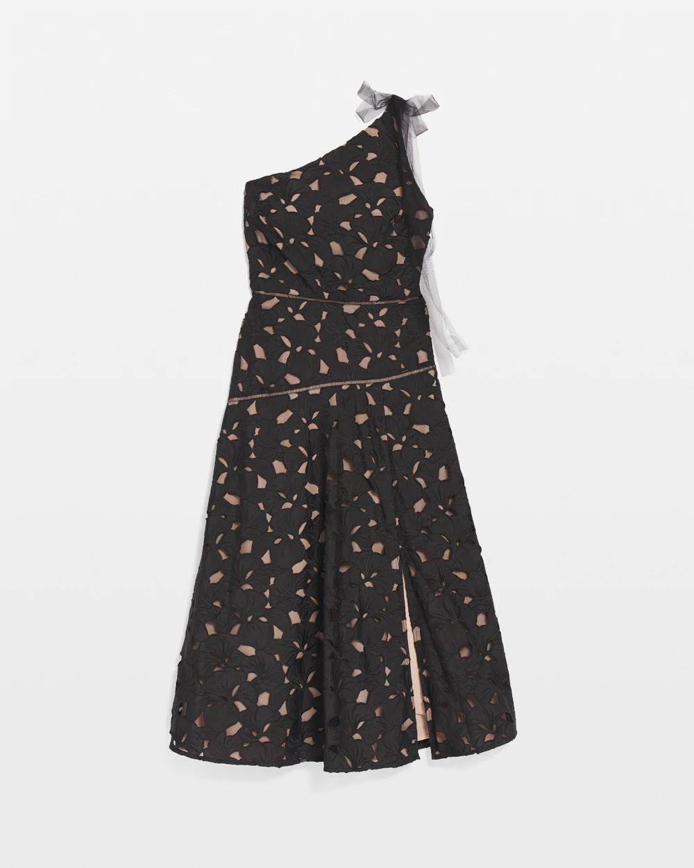 One-Shoulder Lace Midi Dress