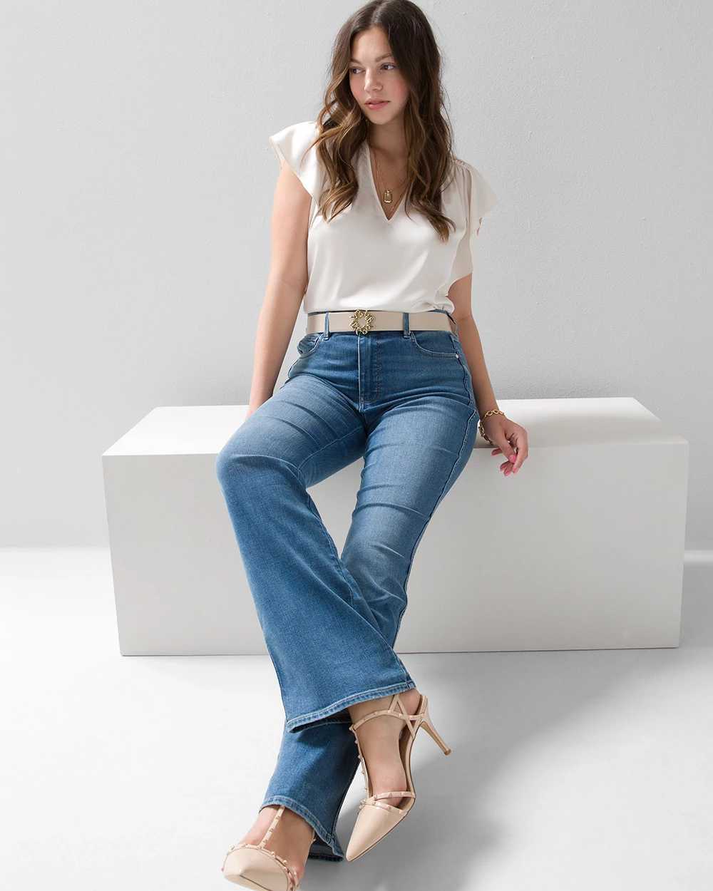 Curvy High-Rise Everyday Soft Denim  Skinny Flare Jeans click to view larger image.