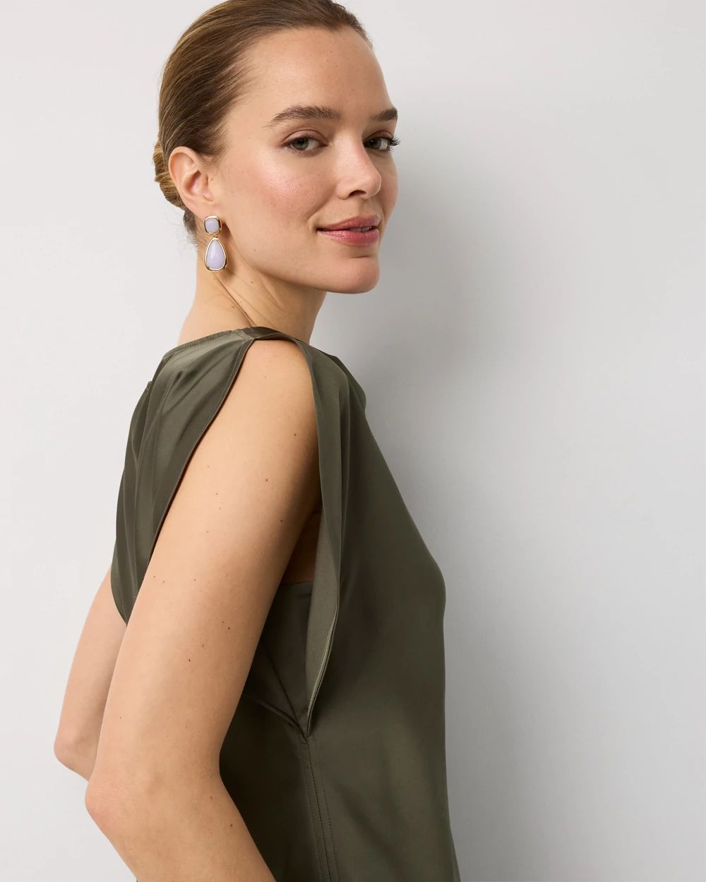 Satin Petal Sleeve Blouse click to view larger image.