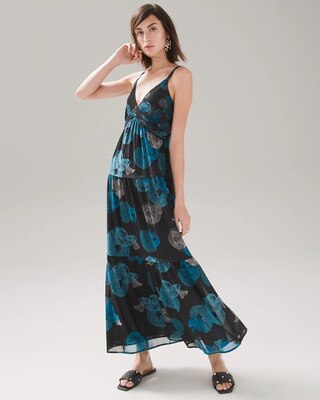V-Neck Mesh Maxi Dress