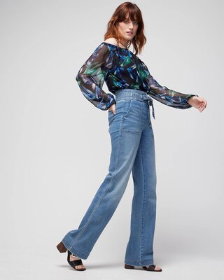Off-the-Shoulder Metallic Cross-Neck Blouse