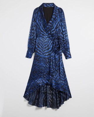 Long Sleeve Silk Burnout Wrap Dress