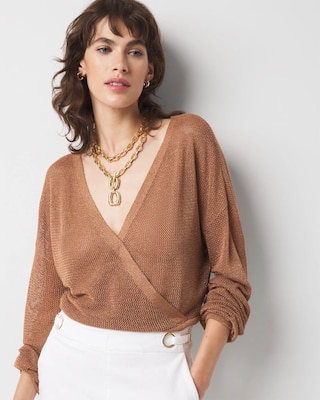Bronze Shimmer Surplice Sweater click to view larger image.