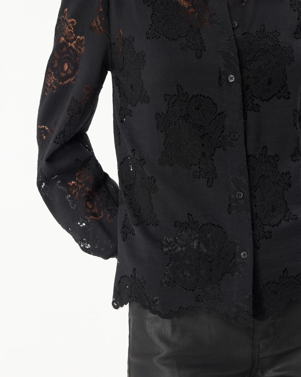 Lace Shirt with Scalloped Hem