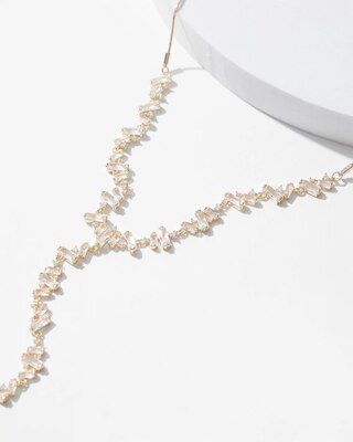 Gold Adjustable Baguette Y-Necklace