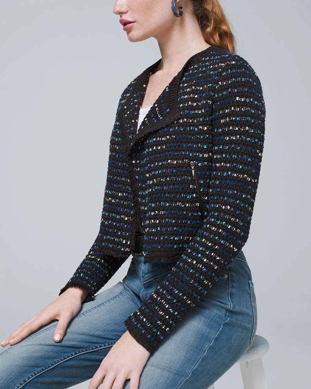 Tweed Moto Sweater Jacket