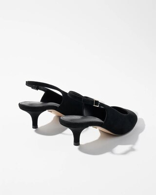 Cap Toe Suede Slingback Kitten Heels click to view larger image.