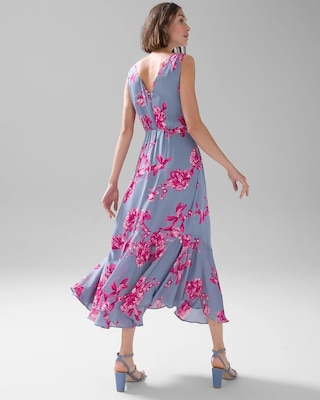 Floral Satin Fit & Flare Dress click to view larger image.