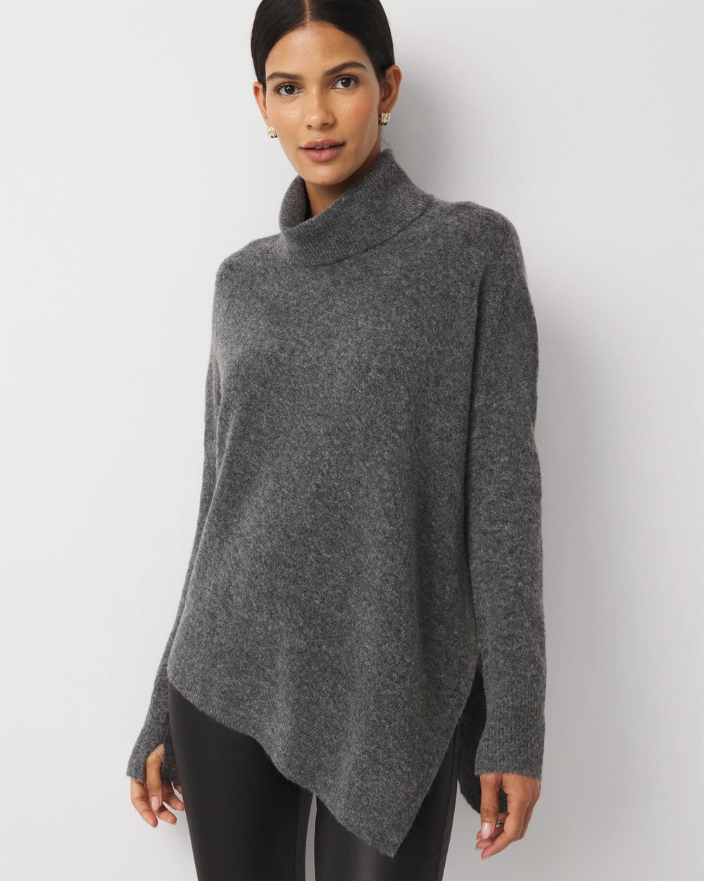 Asymmetrical Hem Turtleneck Sweater - image 1