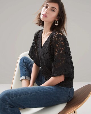 V-Neck Lace Kimono