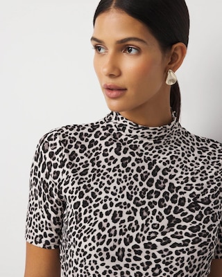 Petite Ruched Mockneck Midi Dress click to view larger image.