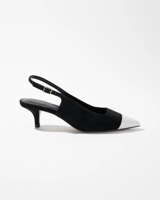 Cap Toe Suede Slingback Kitten Heels click to view larger image.