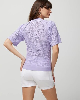 Pointelle Bell-sleeve Sweater