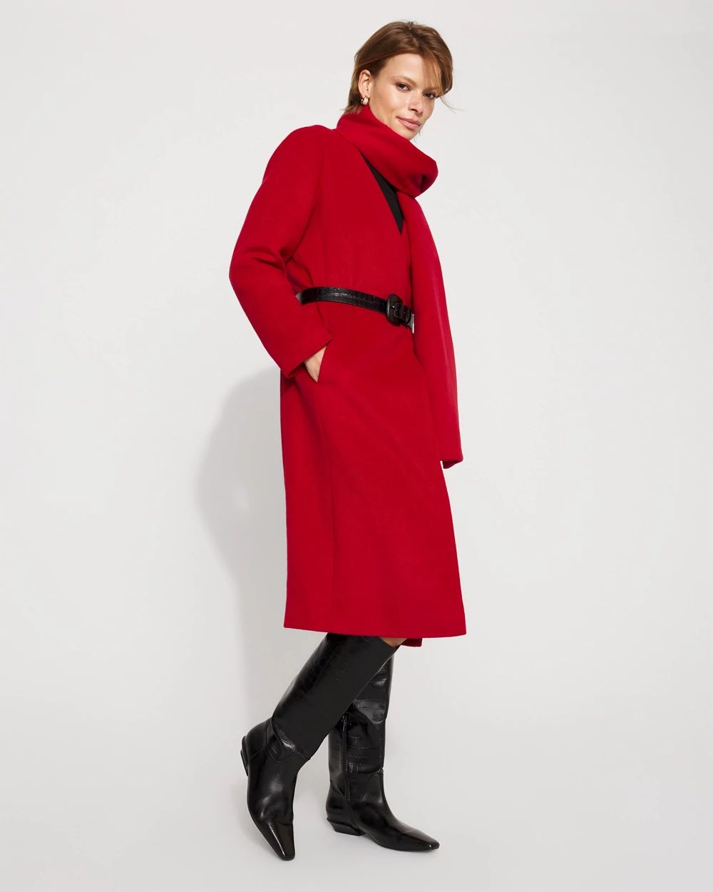 Convertible Scarf Wool-Blend Coat