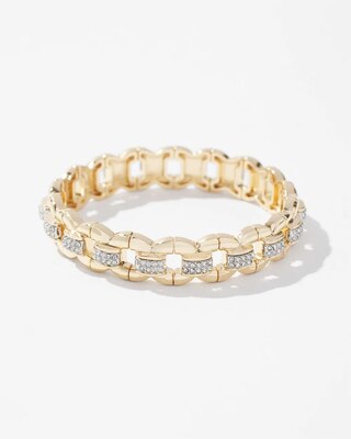 Gold Pave Link Stretch Bracelet