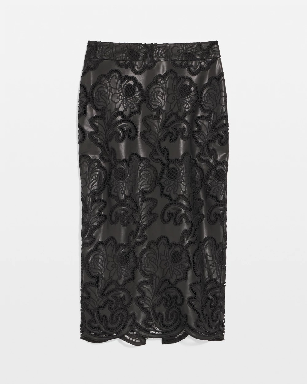 Lace Faux Leather Midi Skirt