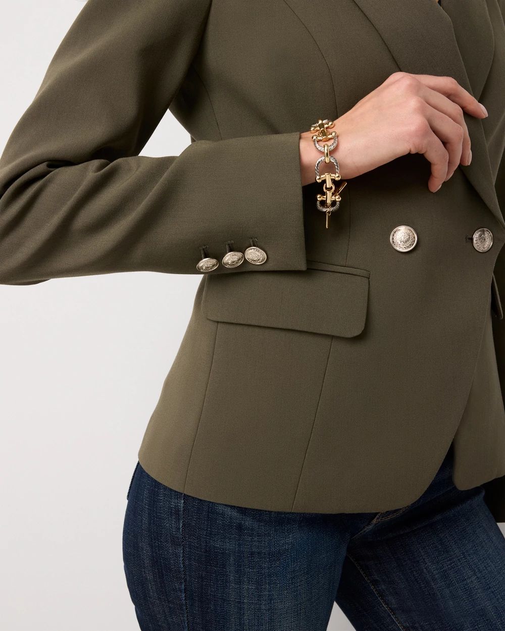 Petite Cropped Double Button Blazer click to view larger image.