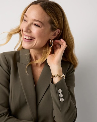 Petite Cropped Double Button Blazer click to view larger image.