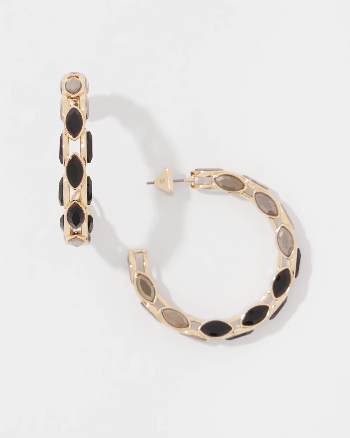 White House Black Market Hematite Hoop Earrings |  In Gold