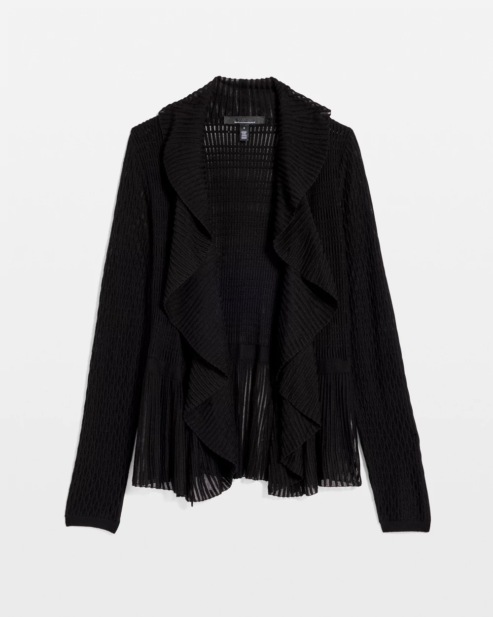 Petite Long Sleeve Pointelle Peplum Cardigan