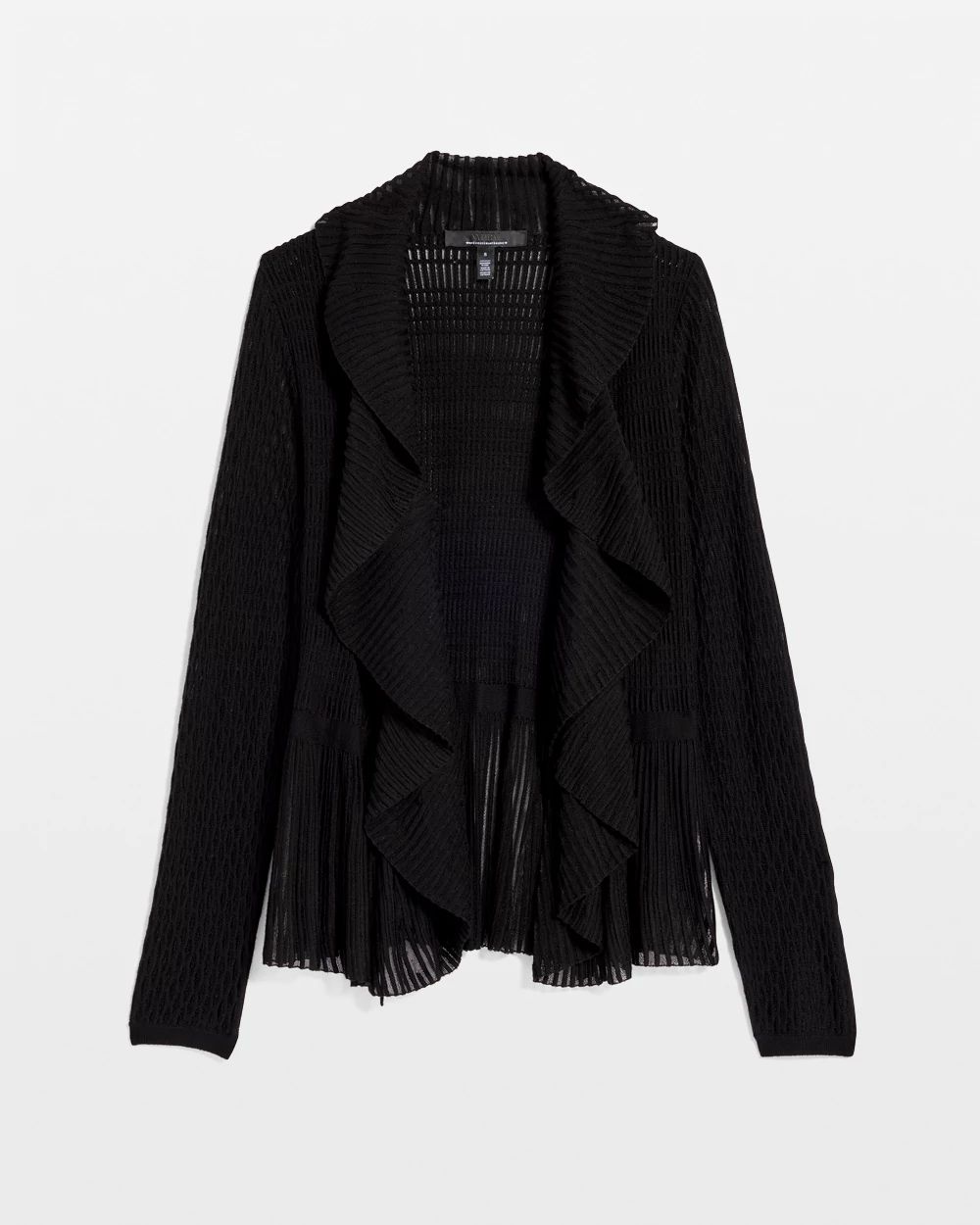 Petite Long Sleeve Pointelle Peplum Cardigan click to view larger image.