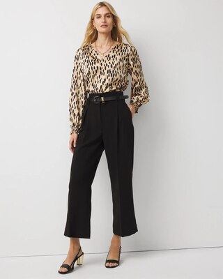 Pleated Cropped Wide Leg Pant