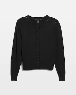 Petite Black + White Colorblock Cardigan click to view larger image.