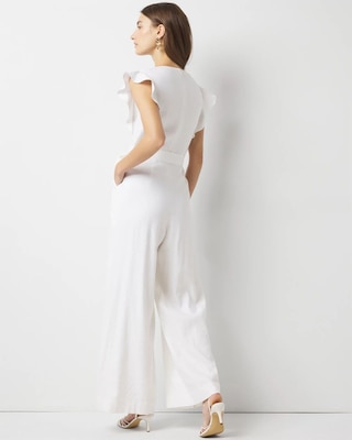 Linen-Blend Wide Leg Jumpsuit click to view larger image.