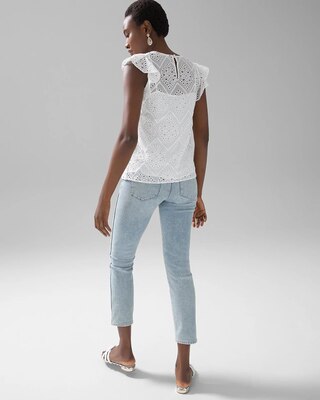 Flutter Sleeve Embroidered Top
