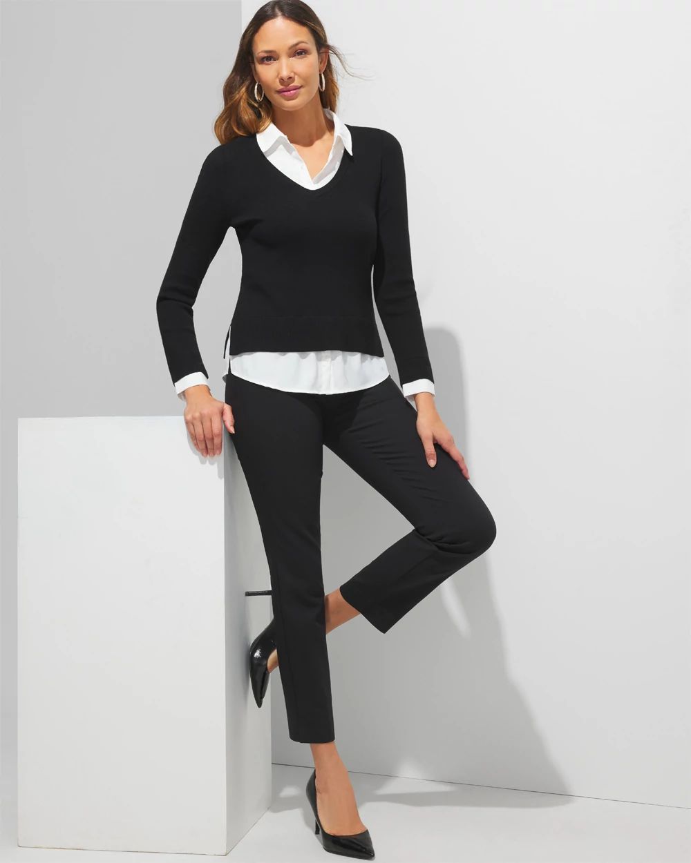 Outlet WHBM V-Neck Twofer Sweater