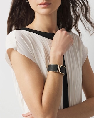 Black Textured Leather Cuff click to view larger image.