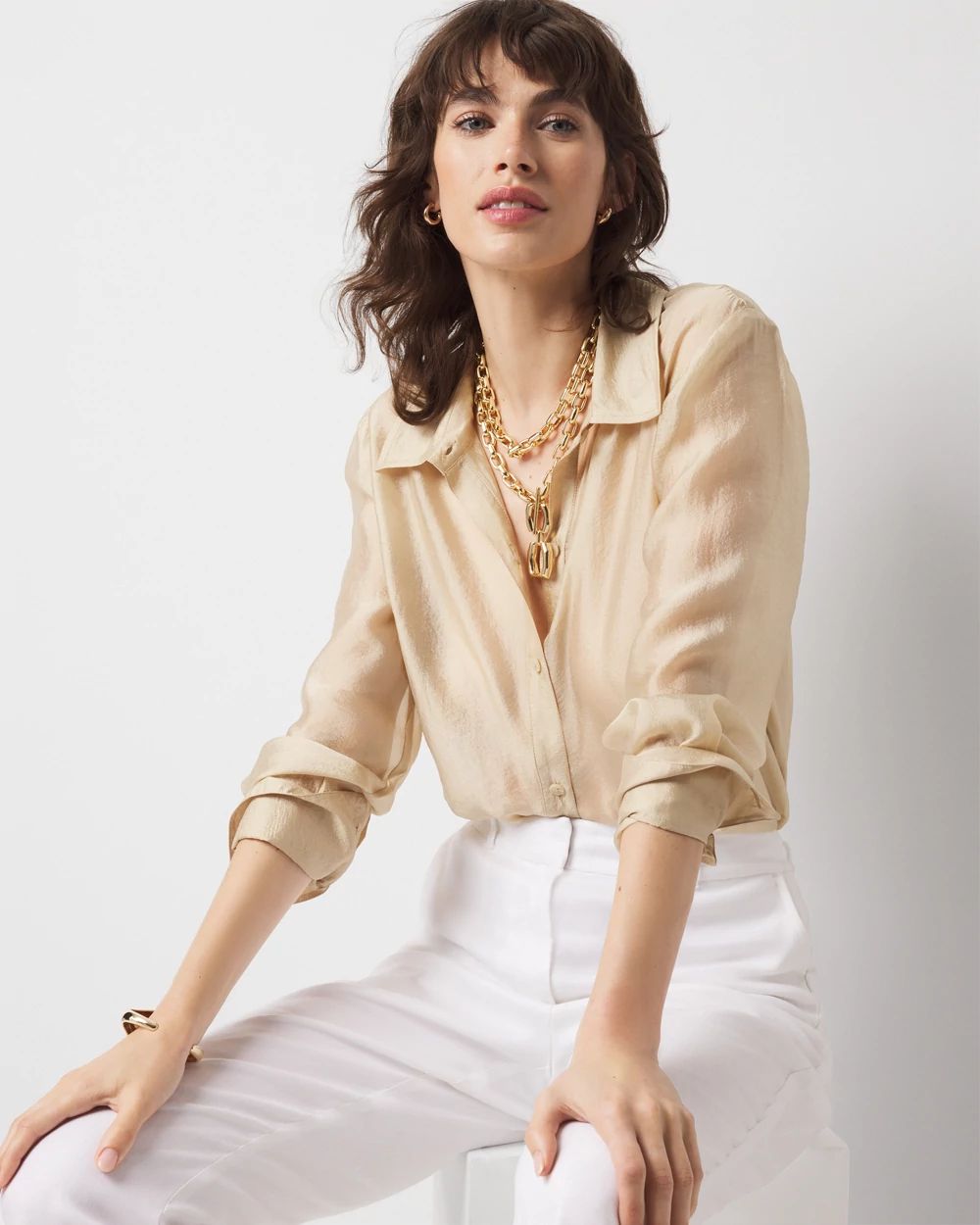Petite Soft Shirt with Shine