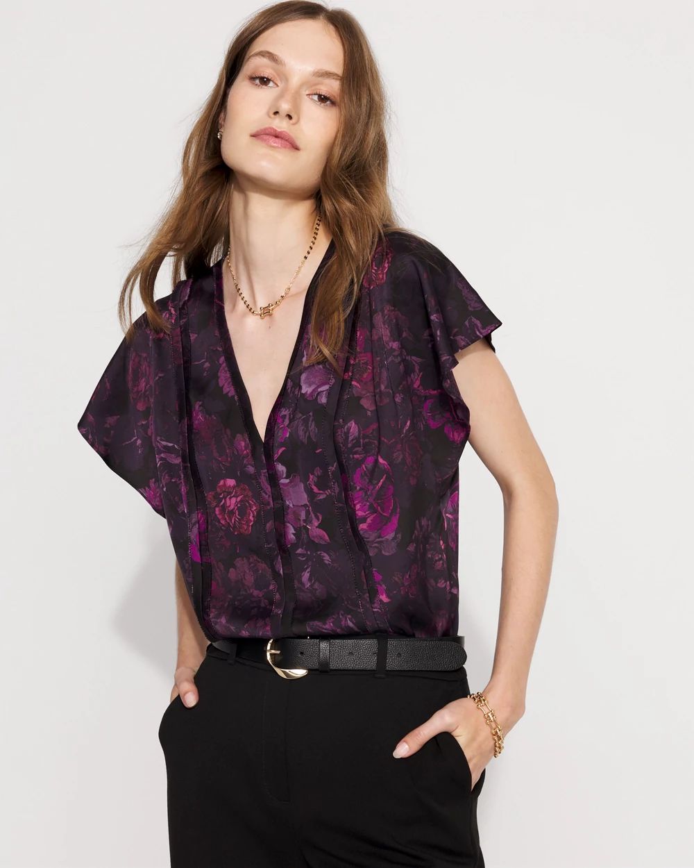 Flutter Sleeve Satin Shell Top