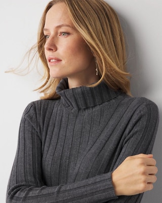 Ribbed Turtleneck Sweater Dress click to view larger image.