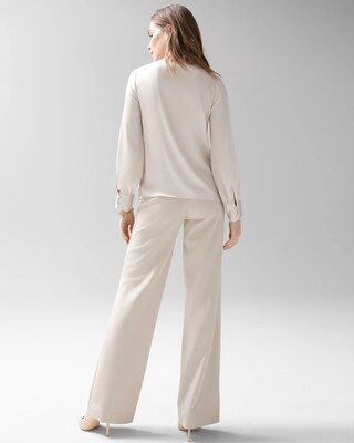 Smocked Shoulder Satin Blouse