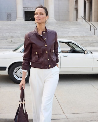 Faux Leather Bomber Jacket